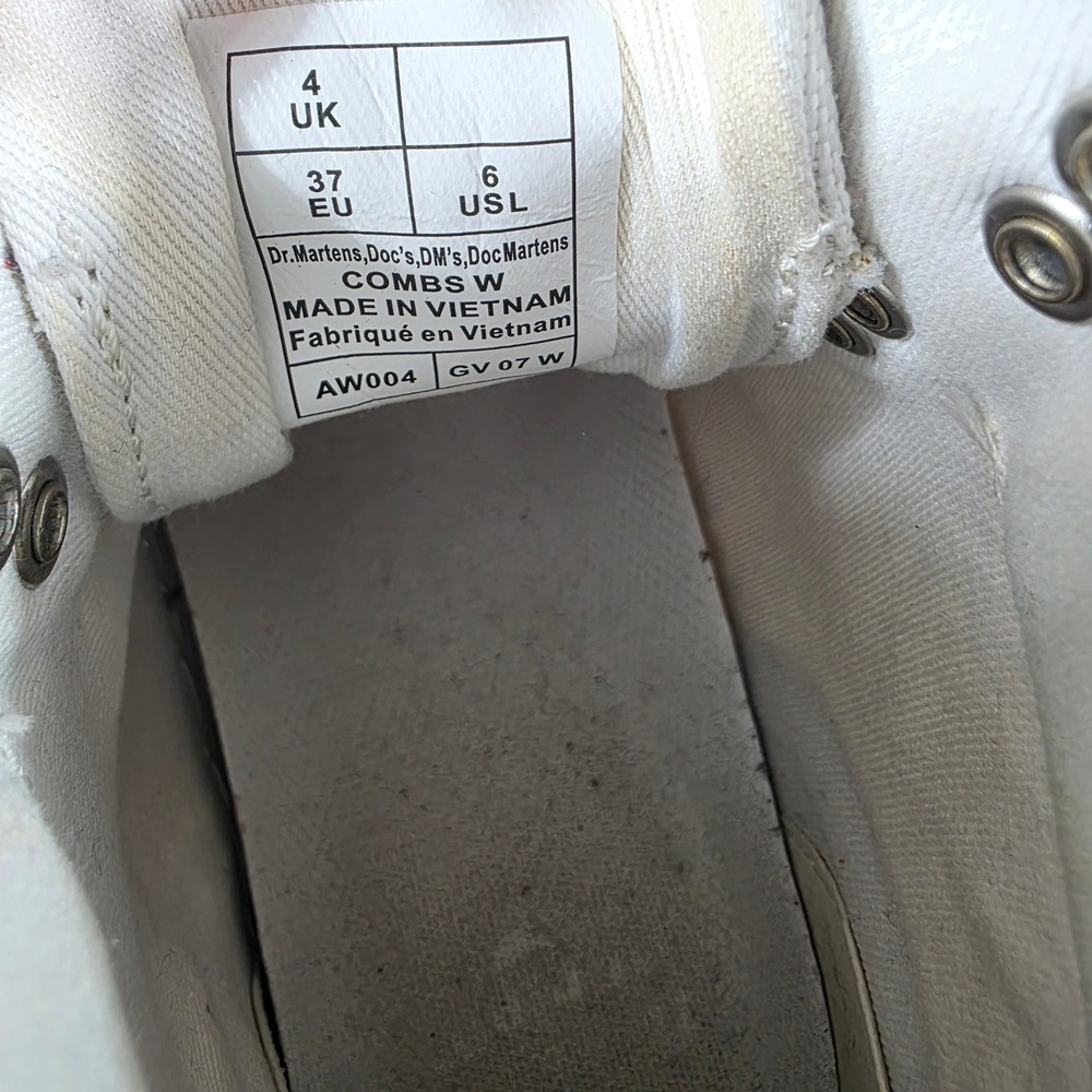 Dr. Martens Combs W White Canvas Platform Boots Womens Size US 6 UK 4 - Picture 8 of 8